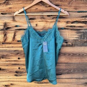 ABERCROMBIE & FITCH | NWT Emerald Green Lace Camisole Satin Tank Top S